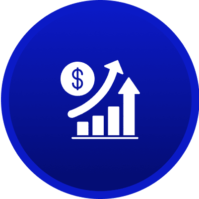 Rising graph with dollar sign icon.